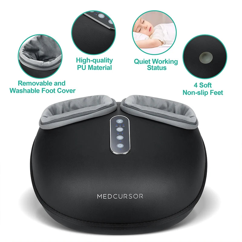 Foot Massager with Heating Therapy, Shiatsu Deep Kneading Roller for Muscle Relaxation and Pain Relief, Electric Foot Massage Machine