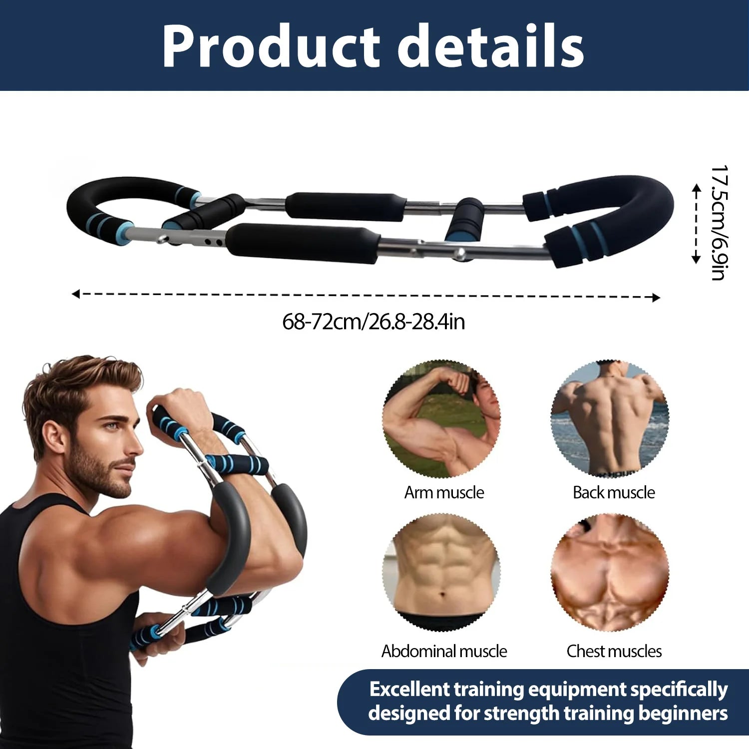 Adjustable U Shaped Portable Multifunctional Chest and Arm Strength Trainer for Upper Body Muscle Exercise