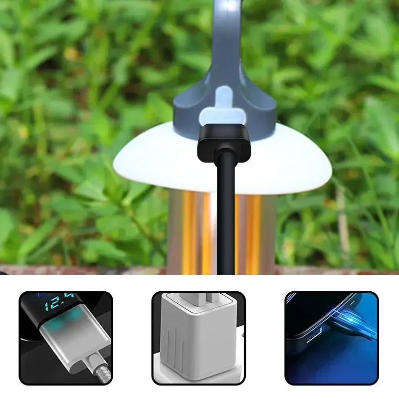 Camping Light Lightweight Handheld Torch 5 Lighting Modes Rechargeable Tent Lamp for Patio Climbing with 8 Light Filaments