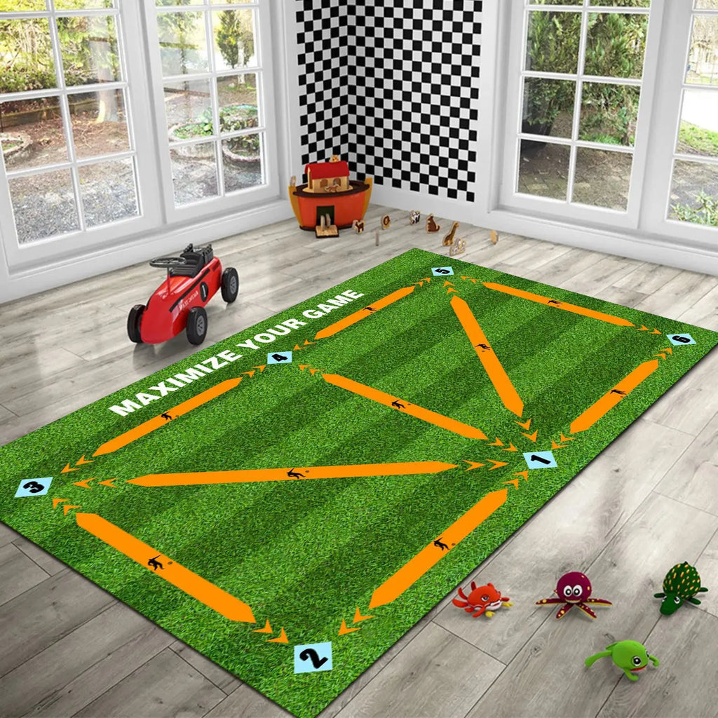 Durable Non Slip Football Training Mat Foldable Carpet Dribbling Training Mat Children’s Indoor Football Equipment
