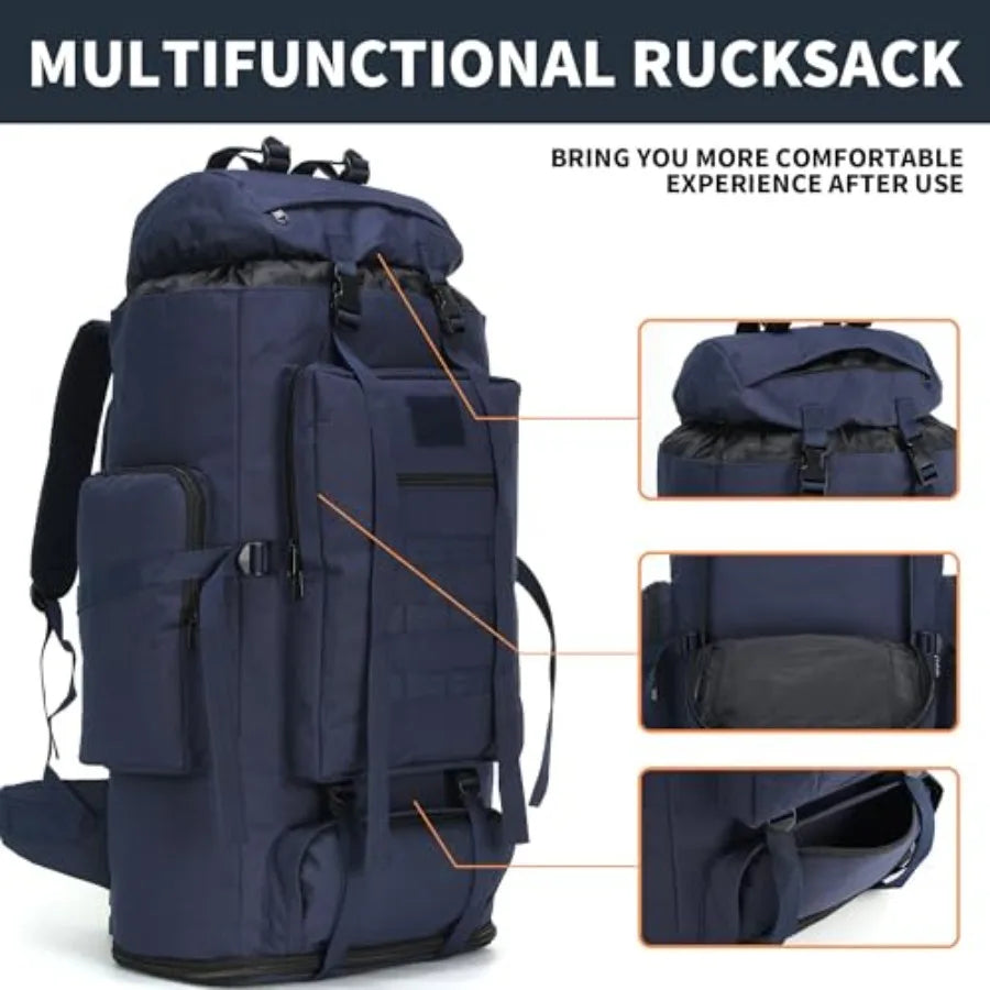 100L Hiking Camping Backpack MOLLE Rucksack Waterproof Daypack