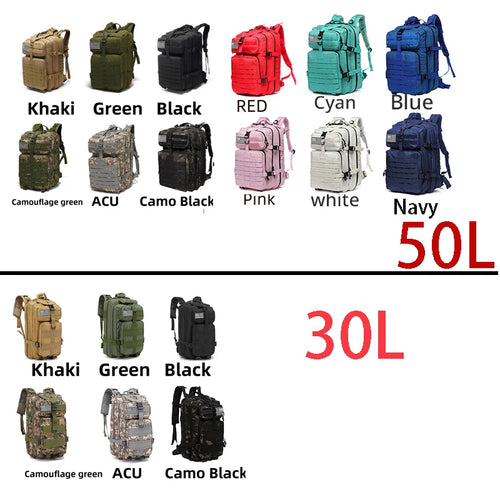 30L/50L 1000D Nylon Waterproof Trekking Fishing Hunting Backpack Outdoor Rucksack Tactical Sports Camping Hiking