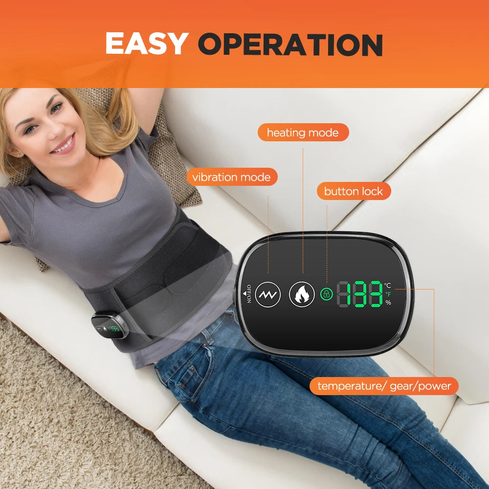 Heating Vibration Massager Belt Red Light Hot Compress Waist Support Brace Waist Back Massage Lumbar Support Belt