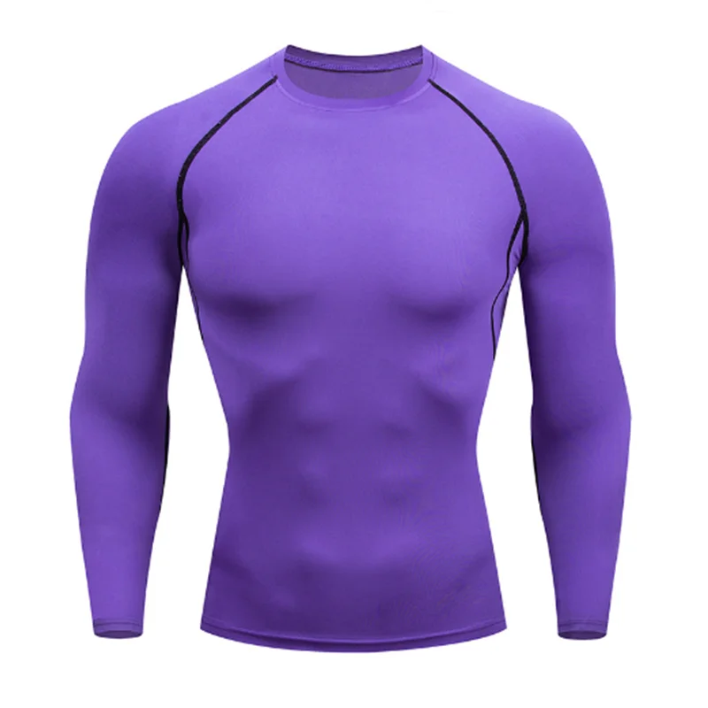 Mens Bodybuilding Sports T Shirt Quick Dry Long Sleeve Compression Top