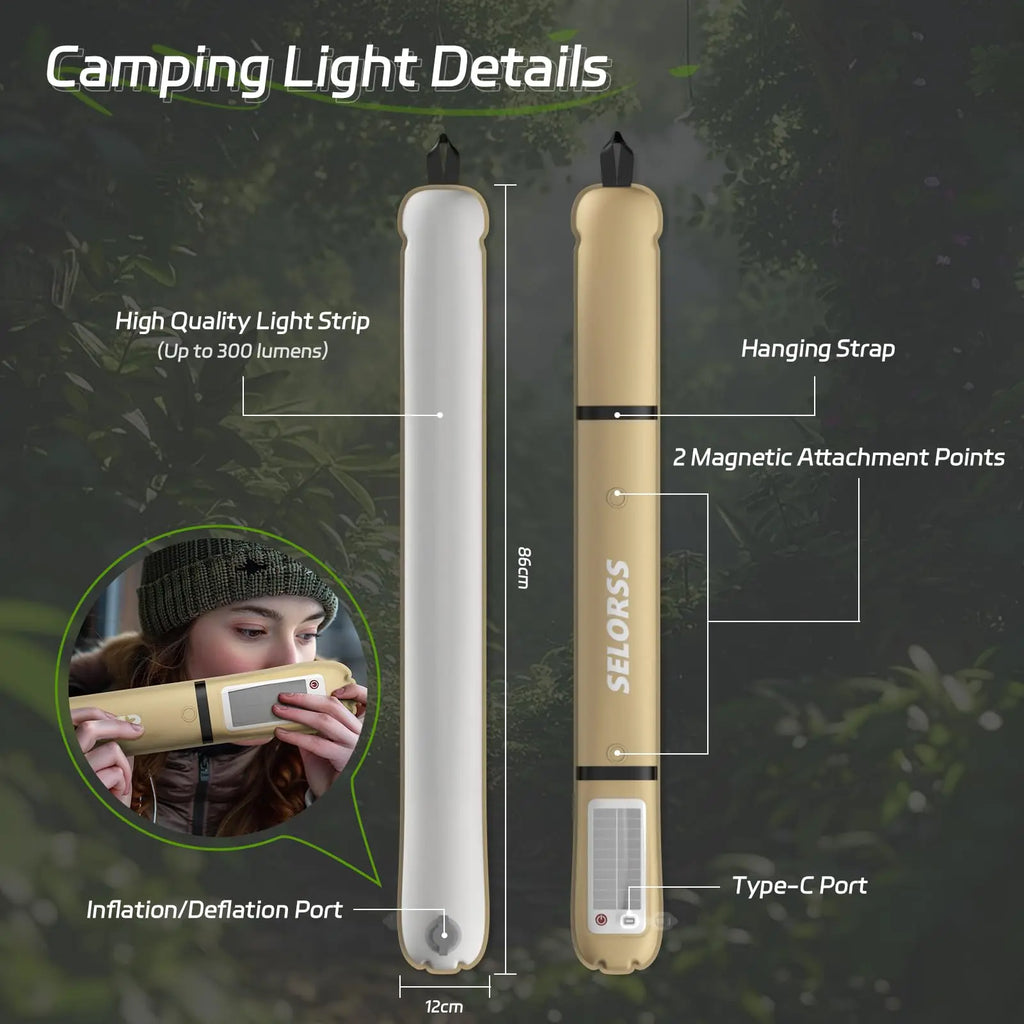 Solar Camping Lantern 2000mAh Folding Portable Camping Light Waterproof 3‑Mode Warm Light USB‑Type C for Hiking Camping Fishing