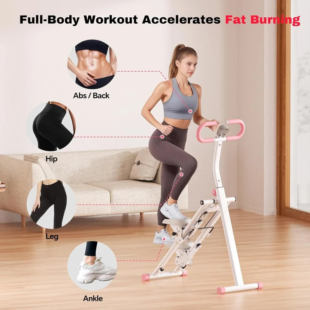Folding Vertical Stair Stepper Machine for Home Workouts Portable Exercise Equipment with Handlebar and Digital Monitor