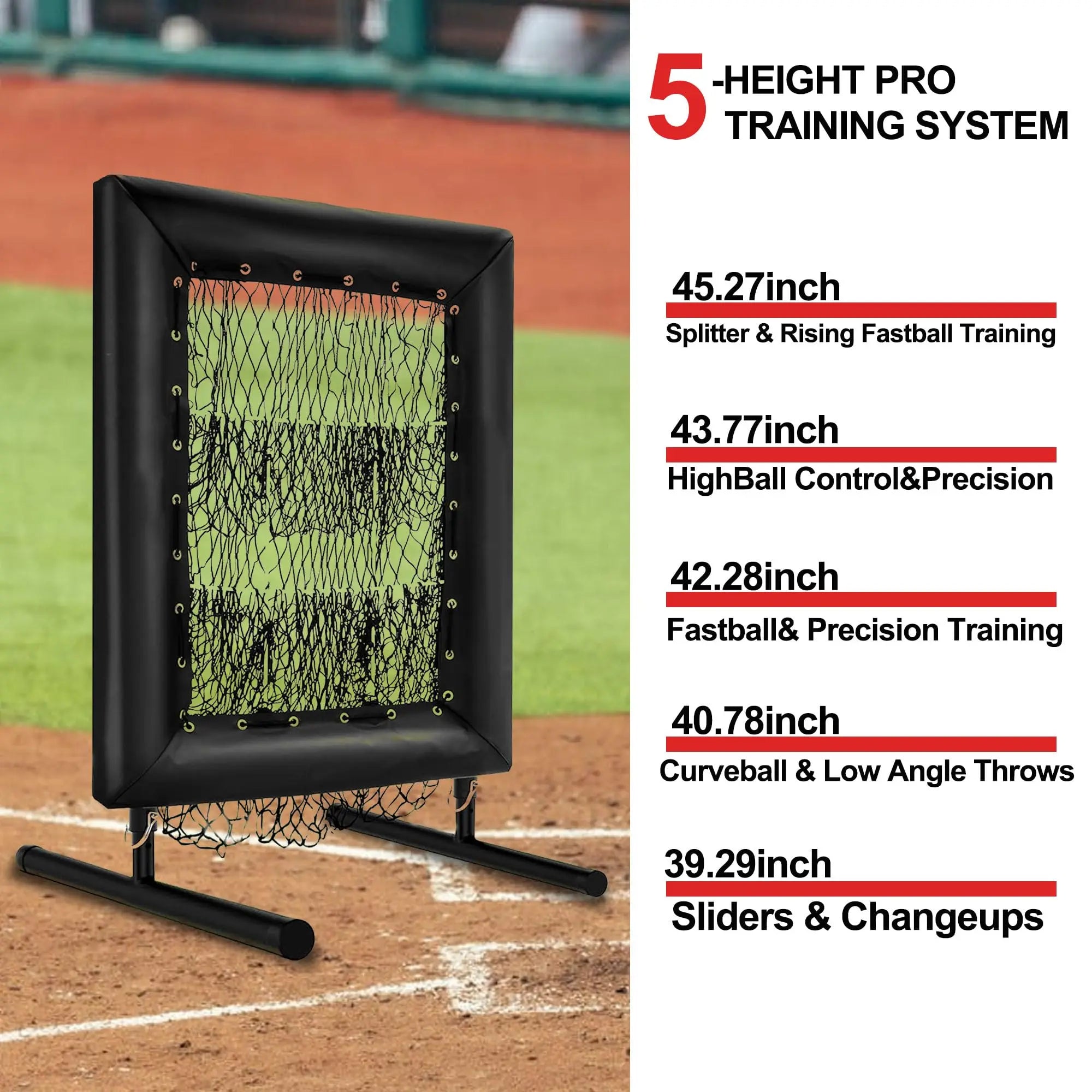 Professional 9‑Square Pitching Net — Adjustable 5‑Level Rebound Trainer with Strike Zone, Ball & Portable Carry Bag