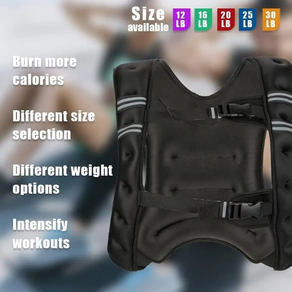 Weighted Training Vest, 12 -30 Lbs Weights Included