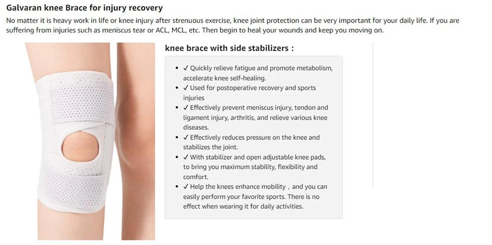 Adjustable Knee Brace with Side Stabilizers