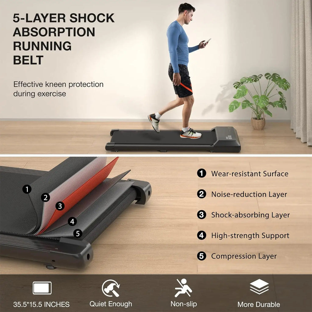 2 in 1 Home and Office Walking Treadmill 2.5 HP Mini Foldable Design with APP and Remote Control