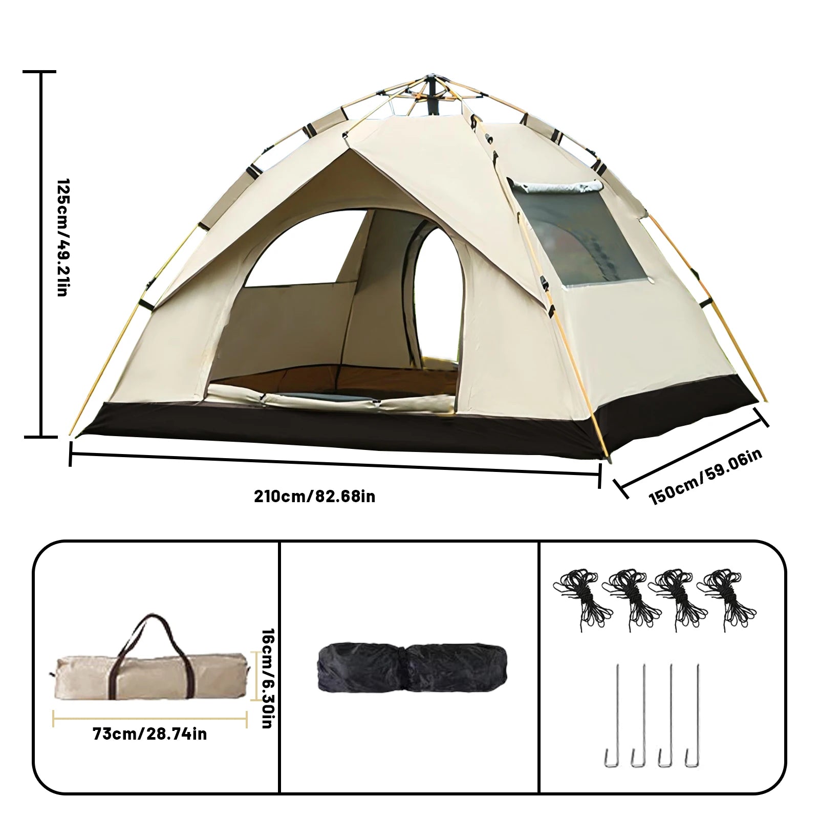 Portable 3 to 4 Person Sun and Rain Shelter for Beach and Camping, Instant Tent