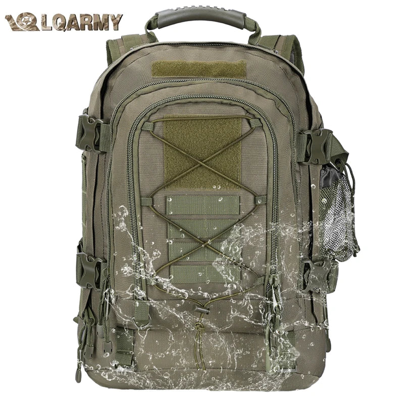 60L Men’s Tactical Travel Backpack, Expandable Hiking and Camping Pack, Army‑Style MOLLE 3‑Day Assault Rucksack