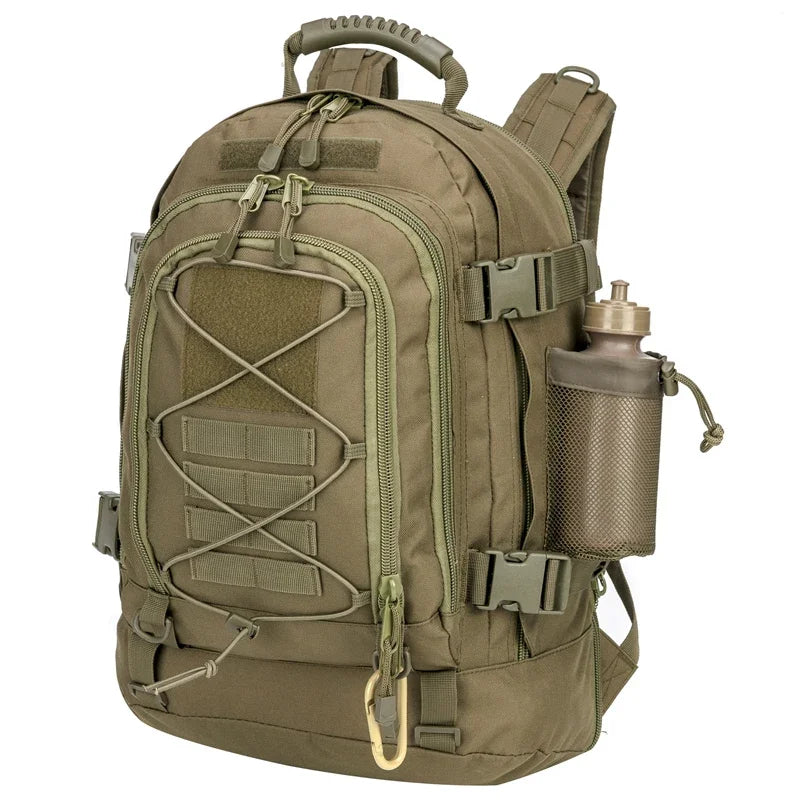 60L Men’s Tactical Travel Backpack, Expandable Hiking and Camping Pack, Army‑Style MOLLE 3‑Day Assault Rucksack