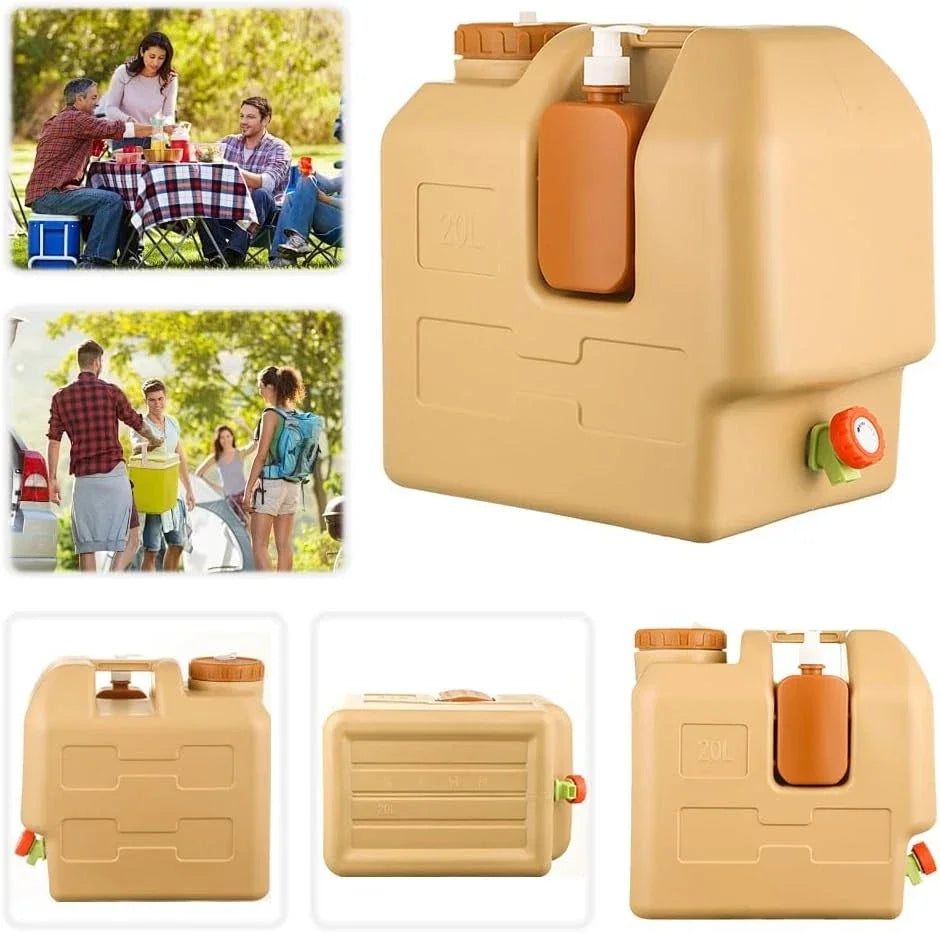 20L Emergency Water Container Large Capacity Portable Camping Water Bag with Spigot for Outdoor Hiking and Picnics
