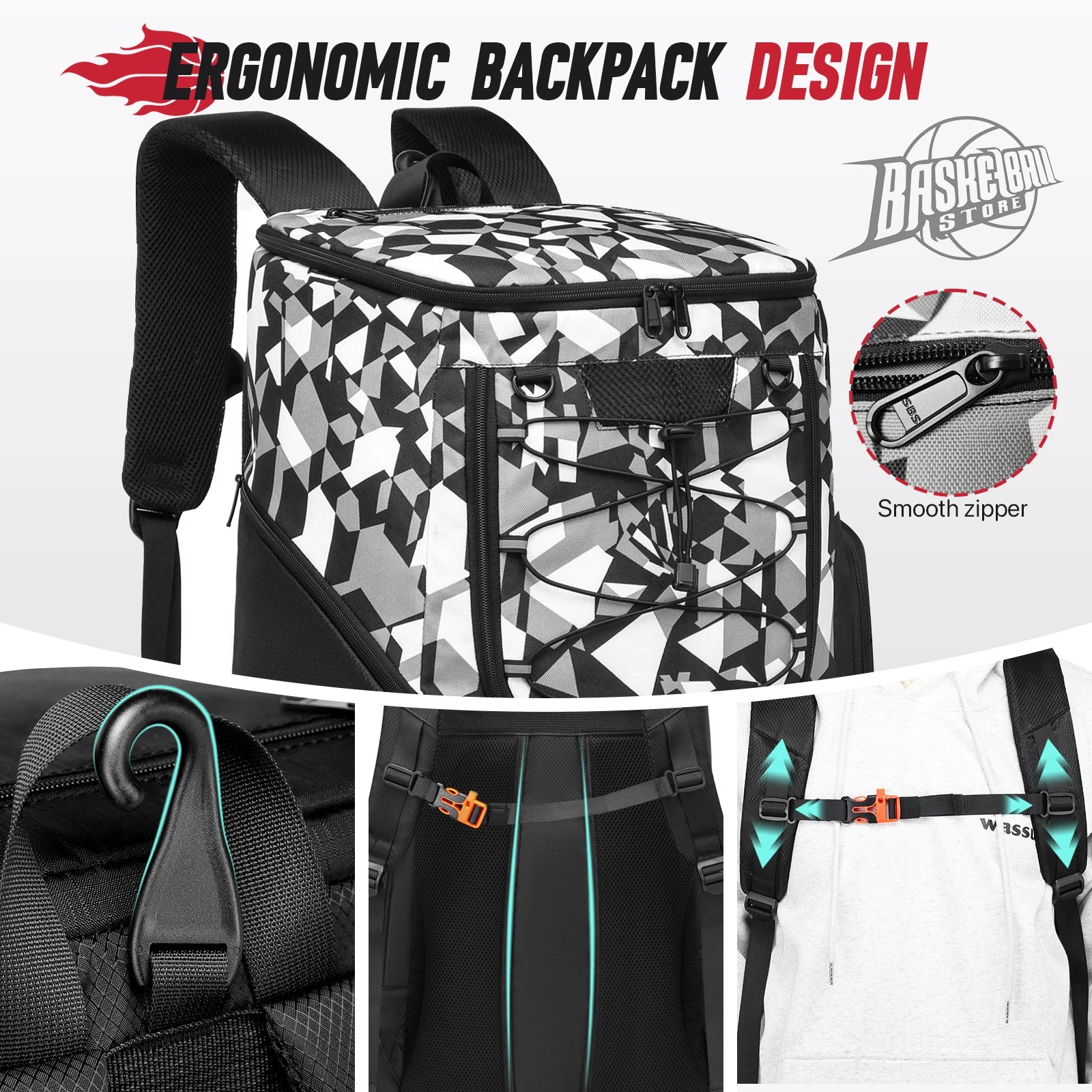 Football Backpack Men Basketball Backpack Outdoor Soccer Storage Bag Training Sports Knapsack with Shoe Compartment