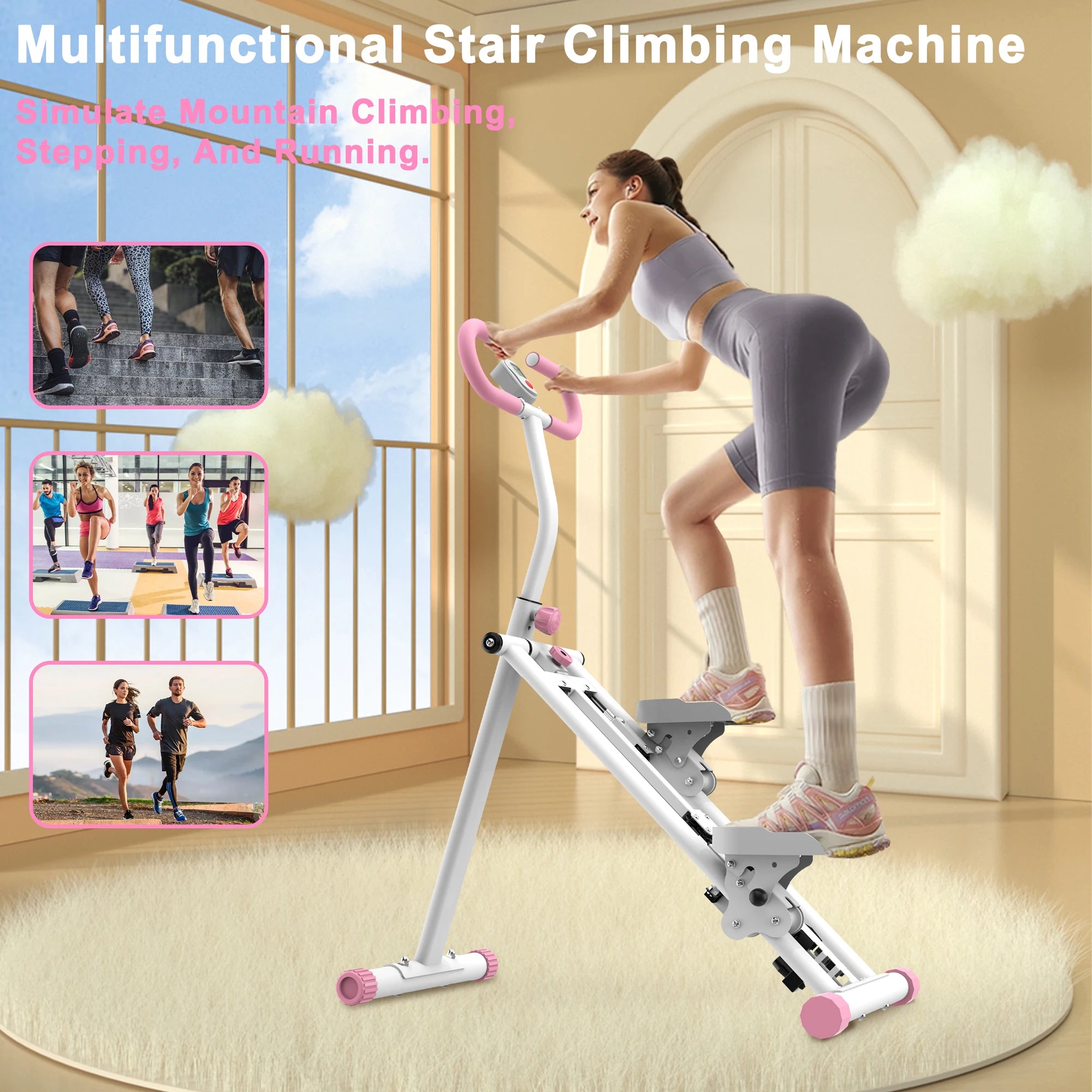 Stair Stepper with Resistance Full Body Vertical Climber for Home Workouts with Adjustable Handlebar and Compact Stable Frame