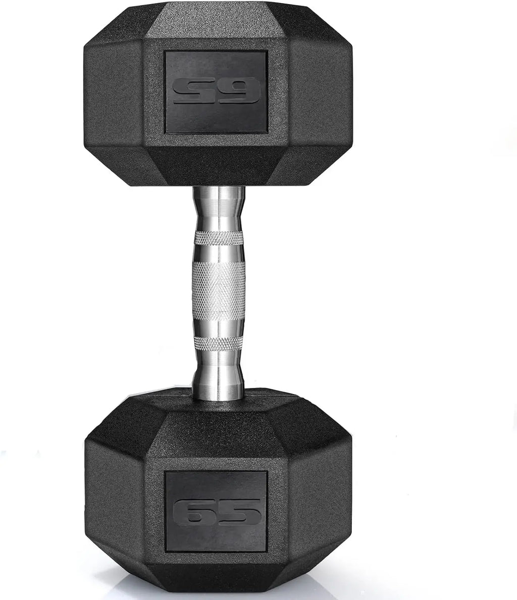 Rubber‑Coated Cast Iron Hex Dumbbells — 30–75 lb Hand Weights, 2‑Piece Set for Home & Gym Training