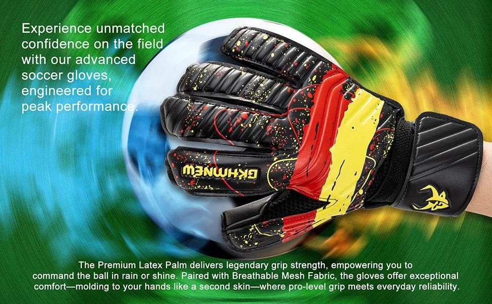 Goalkeeper Gloves for Adult and Youth Strong Latex Grip Double Wrist Support and Breathable Mesh