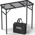 3ft Trifold Grill Table with 2 Adjustable Heights up to 29.5 Sturdy Metal Heat Resistant Tabletop and Portable Carry Handle