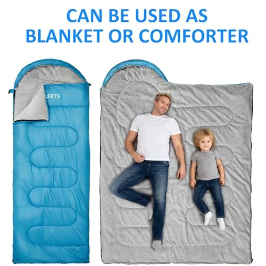 Camping Sleeping Bag, Lightweight Waterproof Design for Adults, Warm and Cool Weather Use in Summer, Spring, and Fall Travel and Camping Gear