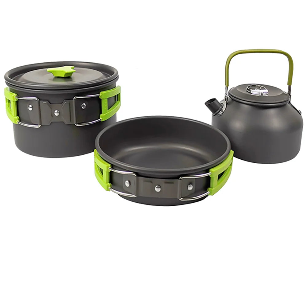 Outdoor Camping Cookware Set Aluminum Alloy Non Stick Pot Nested Pack Convenient to Carry