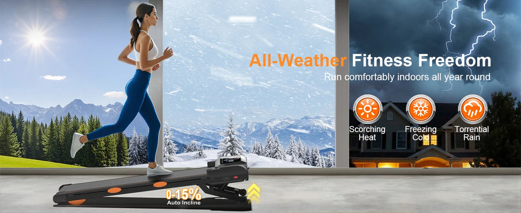 3.5HP Walking Pad Treadmill with 17 Percent Auto Incline, 12 Levels, 450 lb Capacity, RGB UI Screen, 3‑in‑1 Under‑Desk Auto‑Incline Treadmill