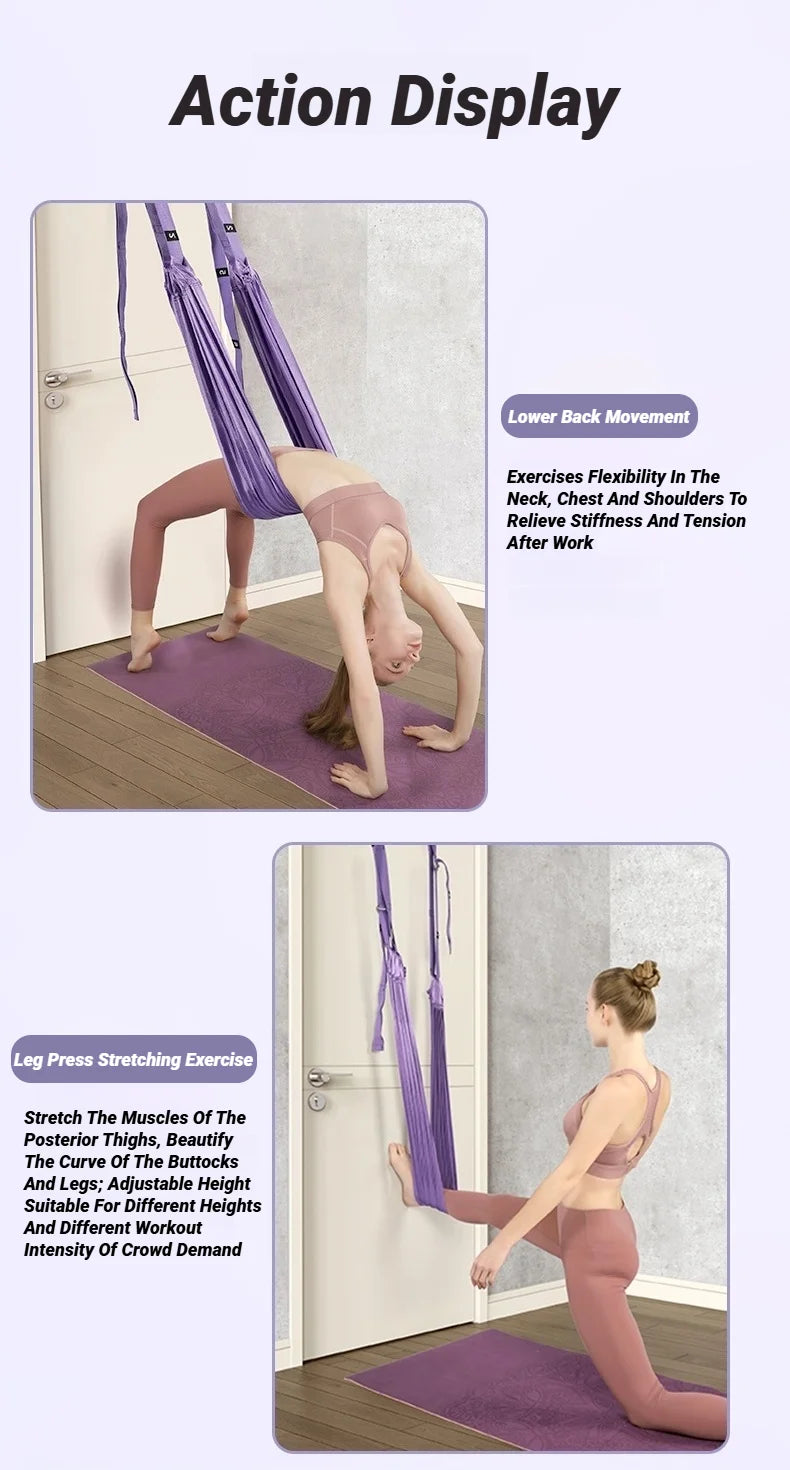 Adjustable Aerial Yoga Stretch Strap — Leg Splits, Flexibility, and Hammock Training