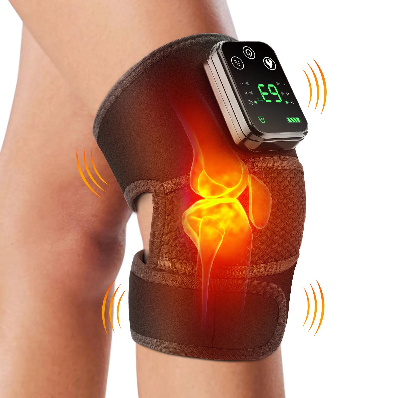 Knee Heating Massager Joint Physiotherapy Pad Hot Compress Vibration Massage 3‑in‑1 Knee Elbow Shoulder Support with 4000mAh Battery