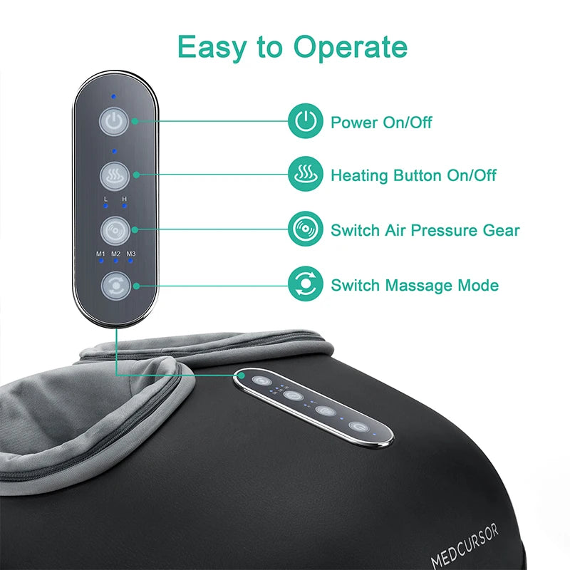 Foot Massager with Heating Therapy, Shiatsu Deep Kneading Roller for Muscle Relaxation and Pain Relief, Electric Foot Massage Machine