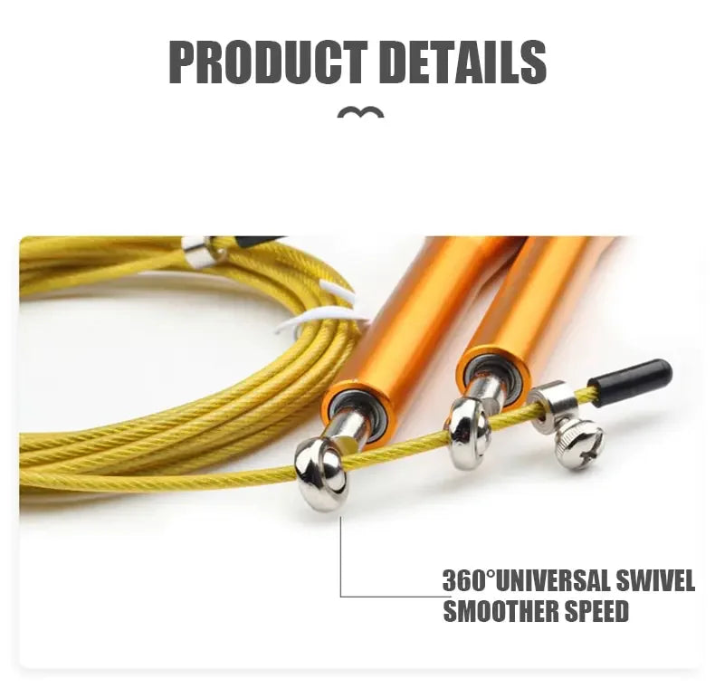 High Fast Speed Wire Jump Rope Black Adjustable Steel Rope with Aluminum Handles for Fitness