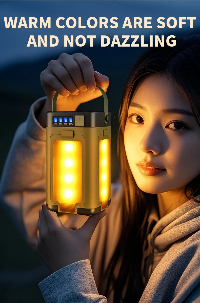 Camping Light Lightweight Handheld Torch 5 Lighting Modes Rechargeable Tent Lamp for Patio Climbing with 8 Light Filaments