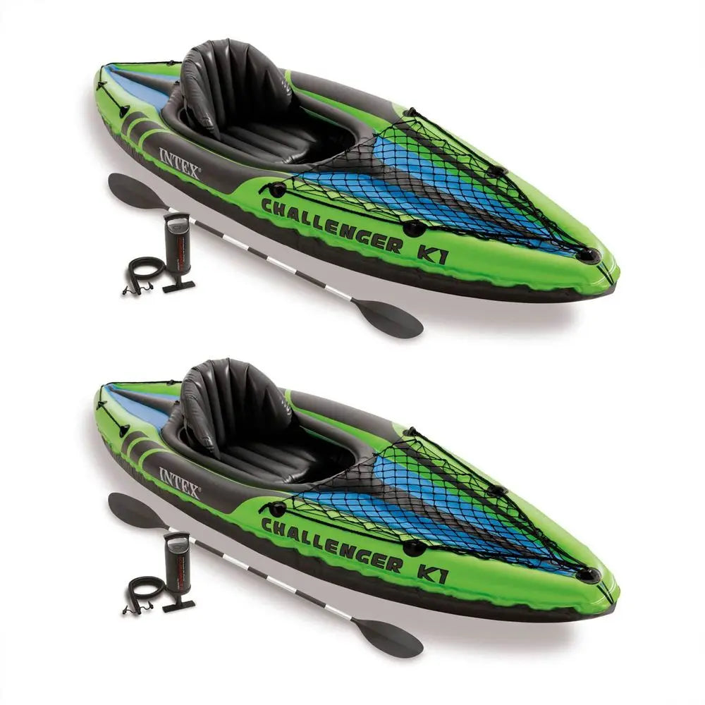Pack of 2 One‑Person Inflatable Kayaks with Oars Pump Carry Bag and Repair Patch
