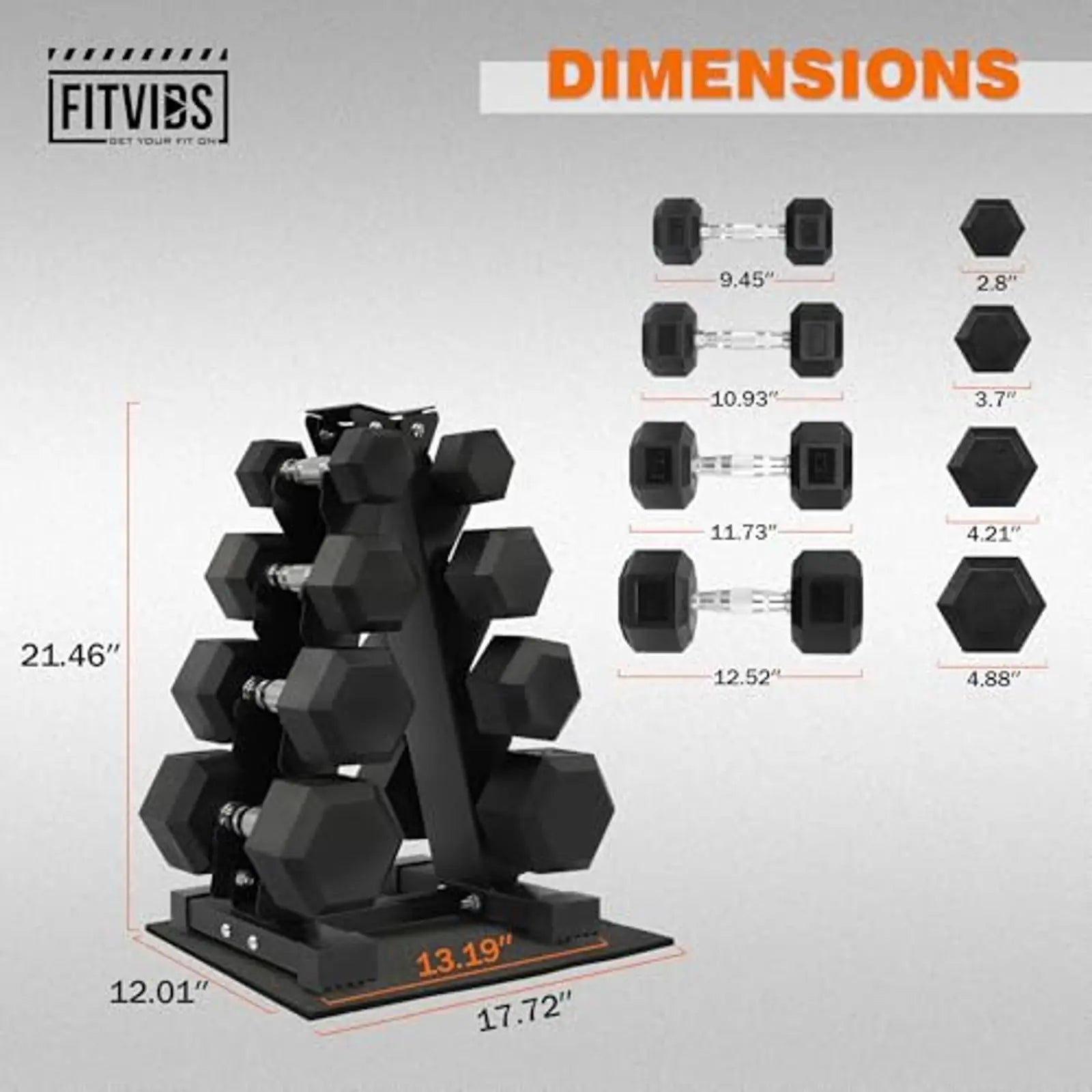 Dumbbell Set with Storage Rack Rubber Coated Hex Hand Weights with Anti Slip Grip for Home Gym Strength Training