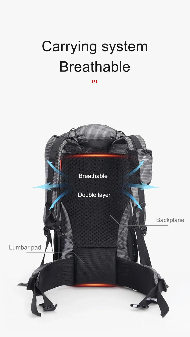 Naturehike Rock Outdoor Bags 40L/60L/60+5L Travel Backpacks Large Capacity Camping Hiking Pack with Rain Cover