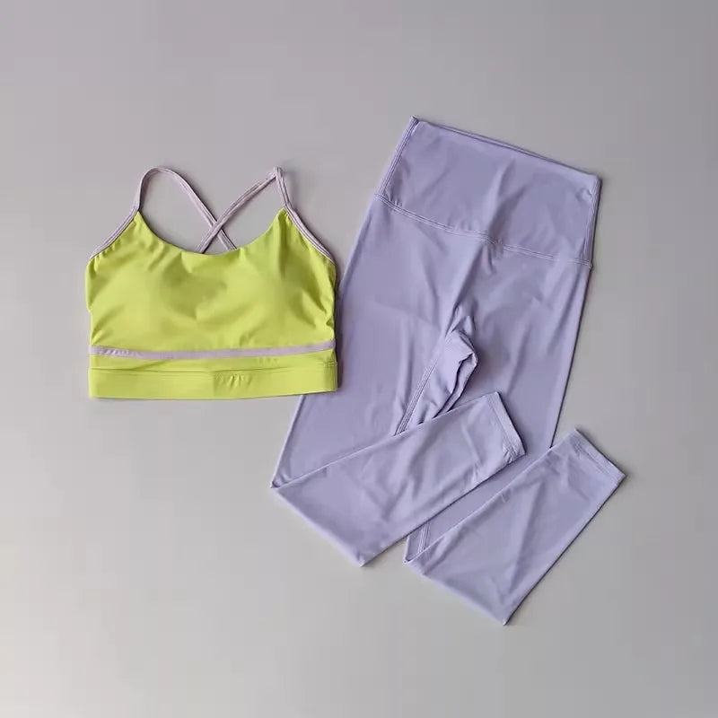 Women Yoga Set Workout Set 2 Piece High Waist Yoga Leggings Sports Bra Gym Suit Activewear Sports Fitness Set Sports Suit