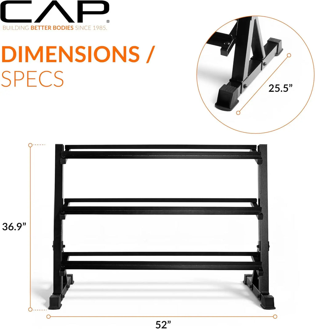 2‑Tier Dumbbell Rack for Home Gym Heavy‑Duty Steel Weight Storage for Hex Dumbbells Holds 5–75 lb Pairs