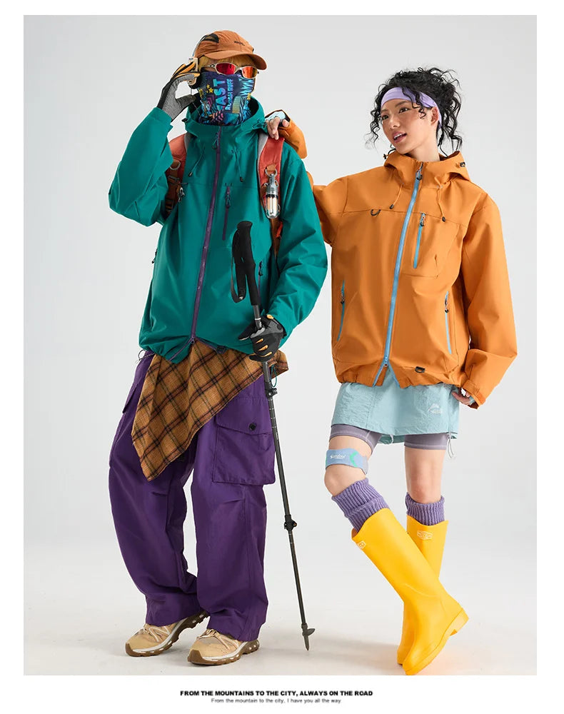 Unisex Waterproof Hiking Jacket Outdoor Hooded Windbreaker for Camping Fishing and Climbing