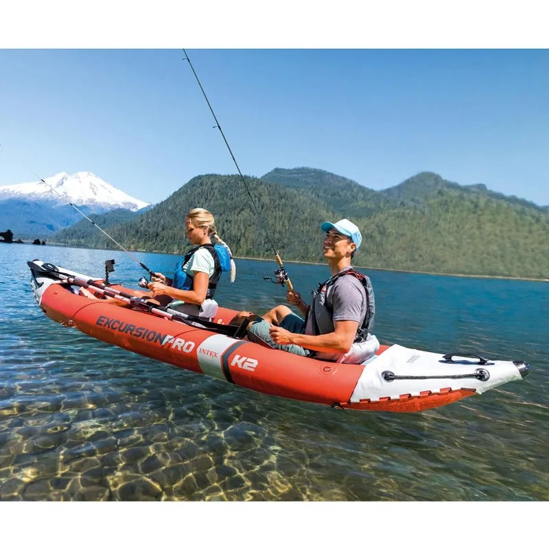 INTEX 68309EP Excursion Pro K2 Inflatable Kayak Set Includes Deluxe 86in Kayak Paddles and High Output Pump SuperTough PVC
