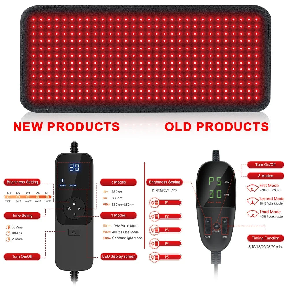 Red Light Therapy Heating Pad Cushion Mat with Infrared Light for Waist Back Shoulder Muscle Pain Relief and Relaxation