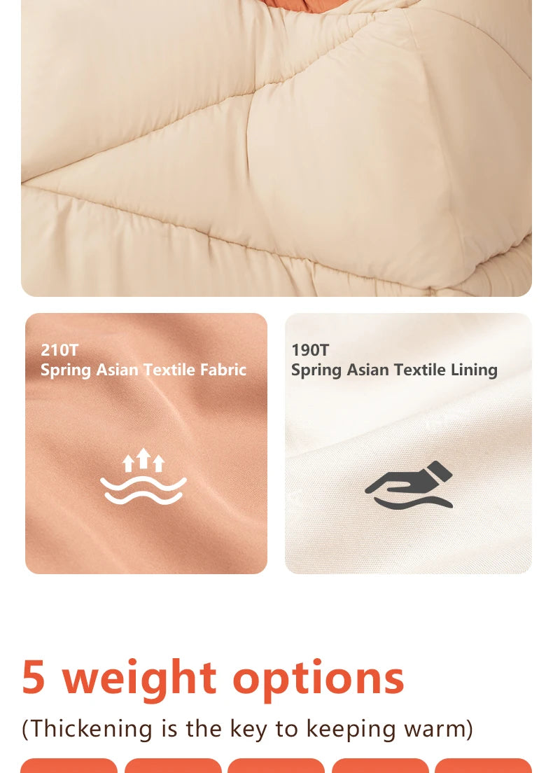 Camping Sleeping Bag Ultralight 4 Season Warm Envelope Backpacking Cotton Sleeping Bag for Outdoor Traveling Hiking