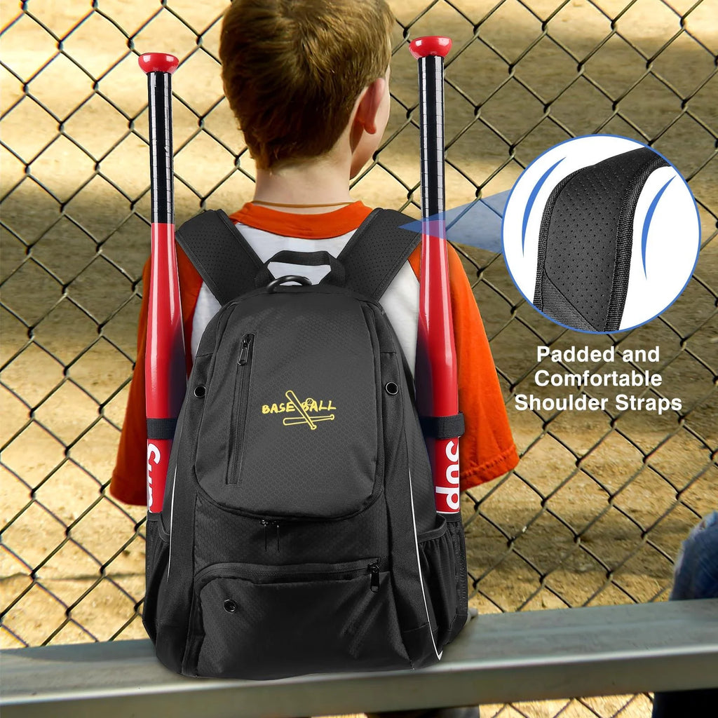 Baseball Bag Softball Bag Waterproof Backpack Shoulder Sport Bag for Youth Boys Girls Adults with Fence Hook Ball Bat Batting Glove Gear
