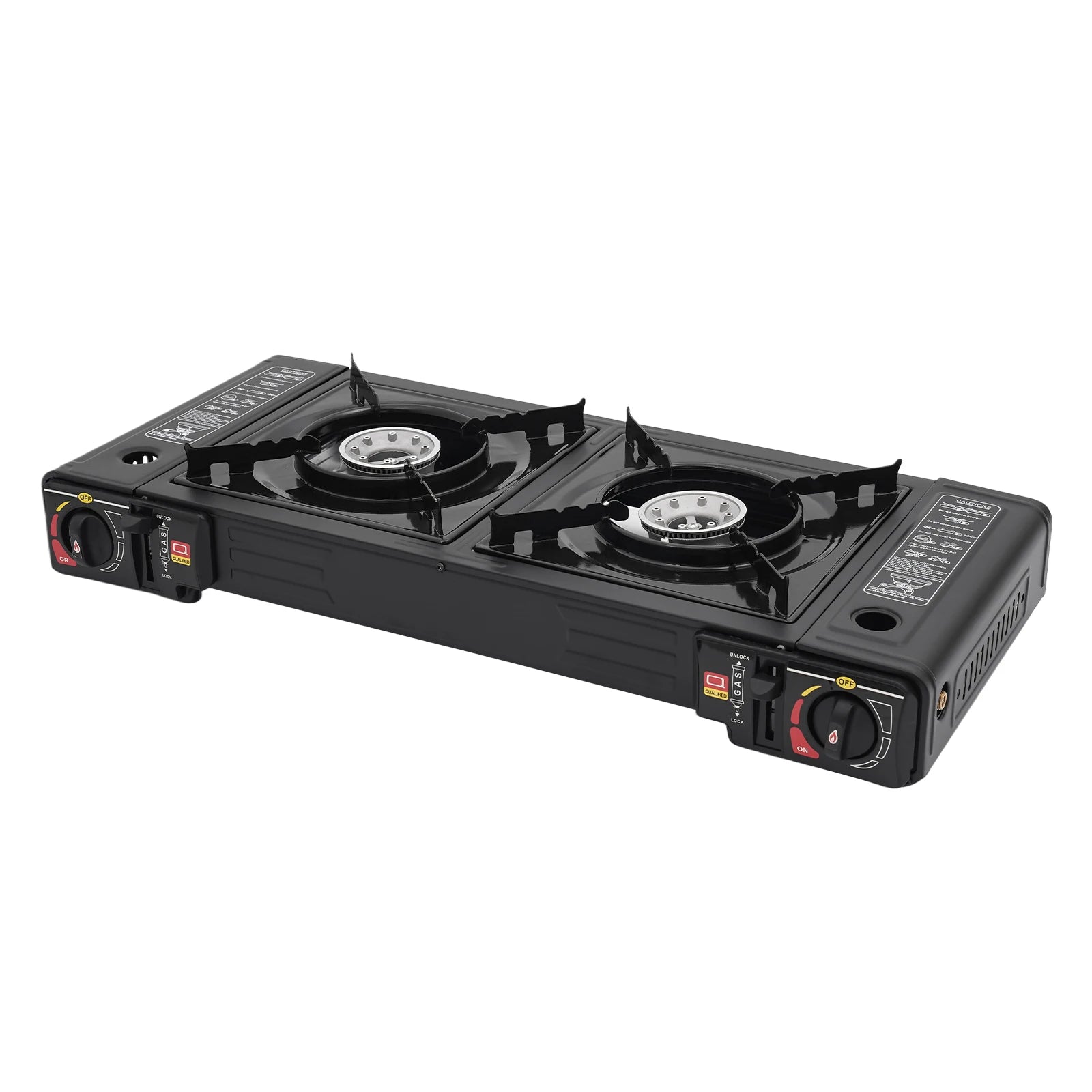 2‑Burner Portable Camping Stove 2500W Each Gas Grill Stove with Carry Case Butane/LPG Compatible