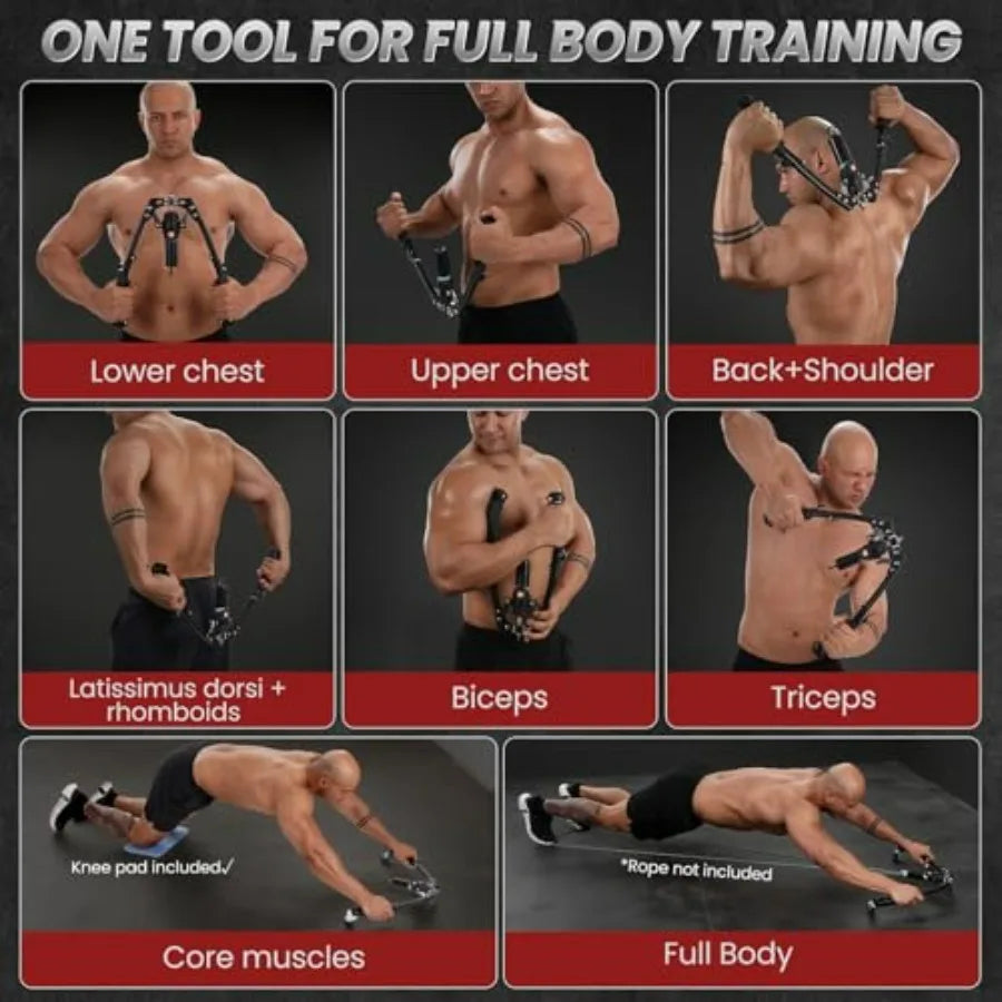 Twister Arm Trainer 3 in 1 Hydraulic Power Chest Workout Equipment with Ab Roller Wheels and Hooks Adjustable 22 to 440lb Arm Trainer