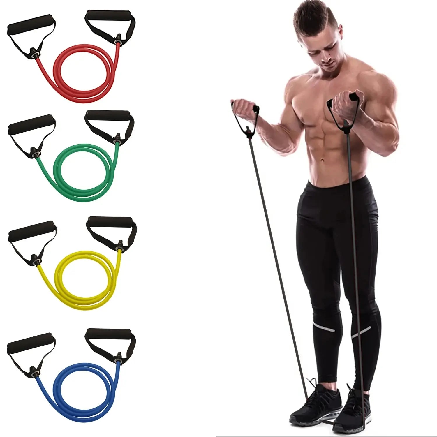 Resistance Bands with Handles Exercise Bands Workout Bands with Handles for Men Women Strength Training Equipment at Home
