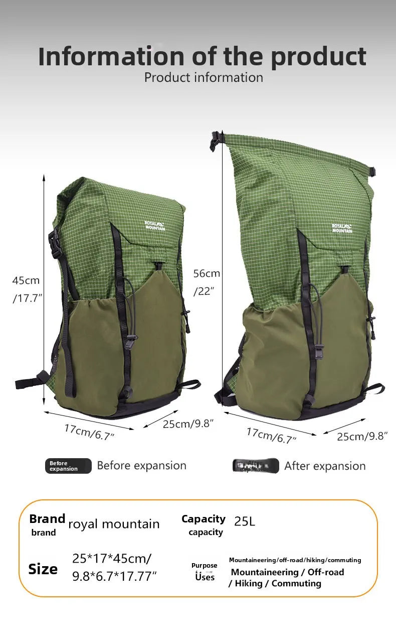 25L Dalima Cut‑Proof Hiking Backpack Lightweight Foldable Leisure Outdoor Storage Bag Cross‑Border