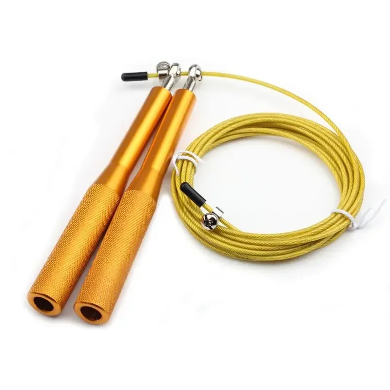 High Fast Speed Wire Jump Rope Black Adjustable Steel Rope with Aluminum Handles for Fitness