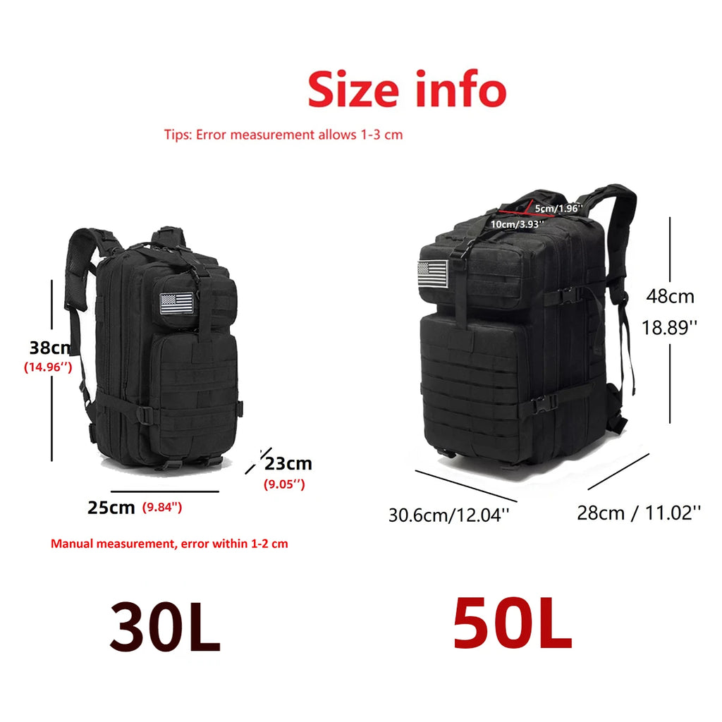 30L/50L 1000D Nylon Waterproof Trekking Fishing Hunting Backpack Outdoor Rucksack Tactical Sports Camping Hiking