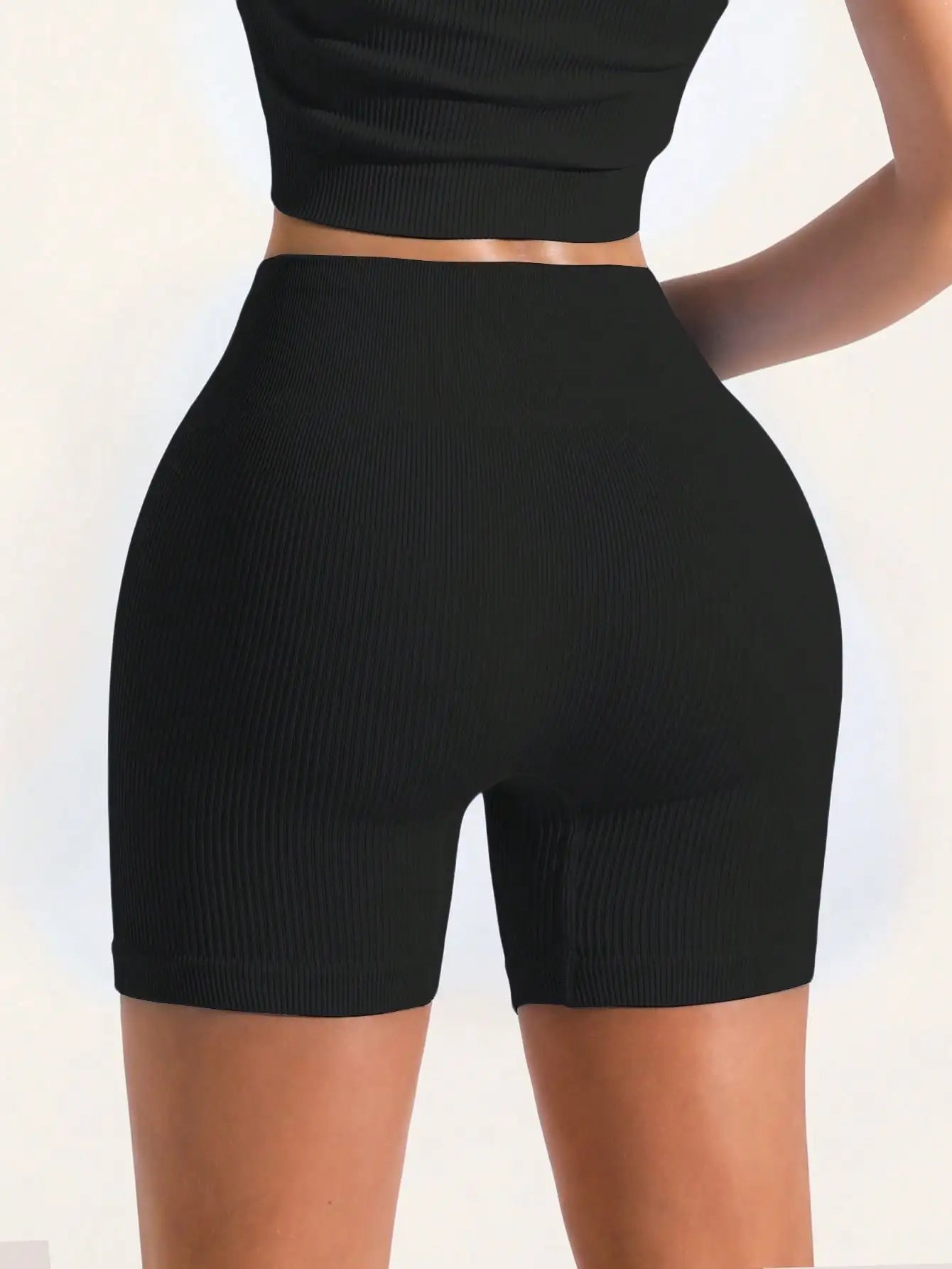 Women’s Shorts Outdoor Vacation Wear Solid Color High Waist Seamless Knit Comfortable Versatile for Sports Gym Running Tennis Yoga Pilates Casual Daily Wear Classic Ribbed Mesh