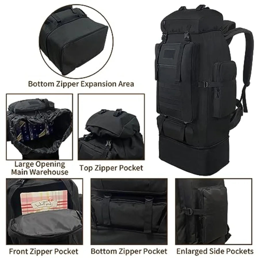 Hiking Backpack 100L Large Camping Backpack Expandable Waterproof MOLLE Rucksack Outdoor Sport Travel Daypack Military Tactical Backpack