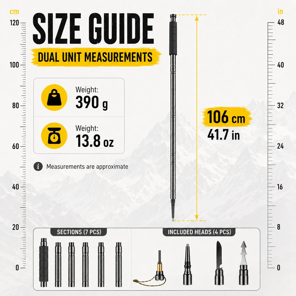 Adjustable 106cm Outdoor Walking Stick Telescopic Lightweight Trekking Pole with Non Slip Comfort Grip for Hiking Camping Travel and Daily Walking